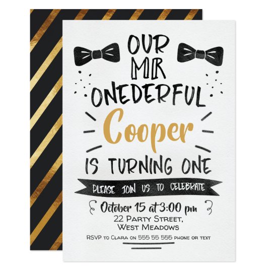 Watercolor Mr Onederful 1st Birthday Invitation