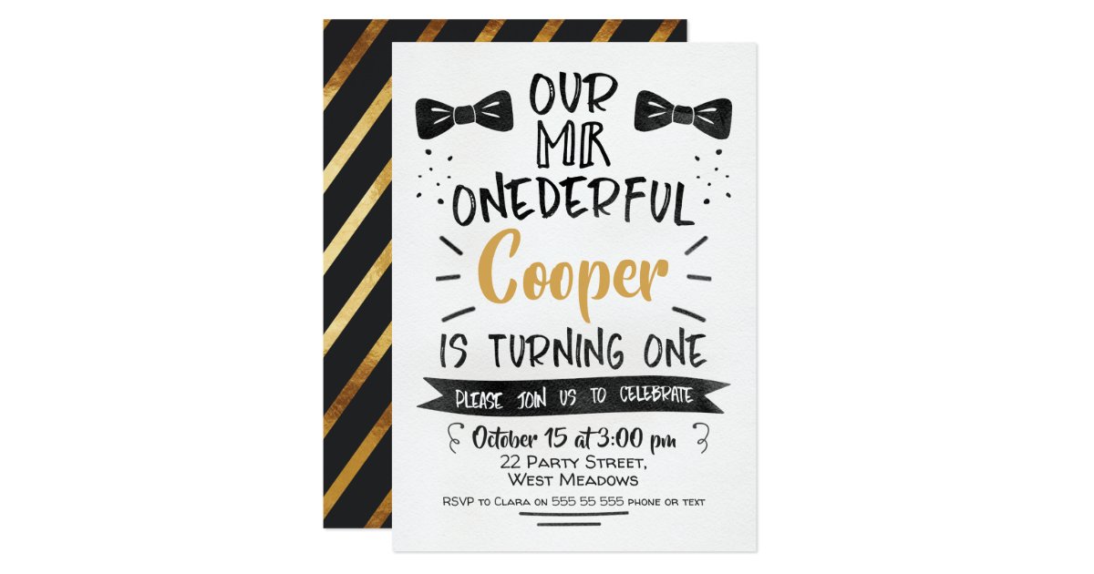 Watercolor Mr Onederful 1st Birthday Invitation Zazzle Com