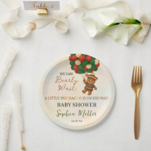 Watercolor Muchacho Mexican Bear Baby Shower Paper Plates