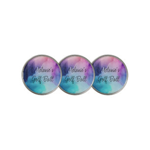 Watercolor Multi-Color Custom Name Trendy Golf Ball Marker