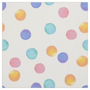 Watercolor .Multi-colored polka dots . Fabric