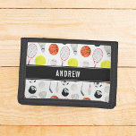 Watercolor Multi Sport Pattern Balls Kid Boy Name  Trifold Wallet<br><div class="desc">This cool wallet featuring multi sport watercolor pattern would make a wonderful gift for sports lover! Easily add the desired name by clicking on the "personalize this template" option.</div>