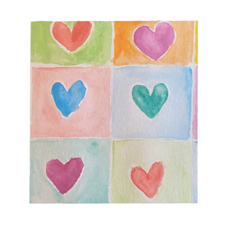 Watercolor multicolor hearts notepad
