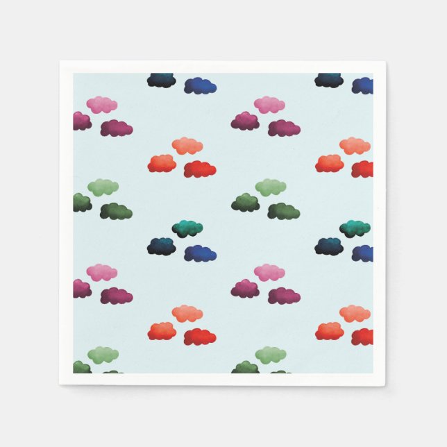 Watercolor multicolored clouds napkins (Front)