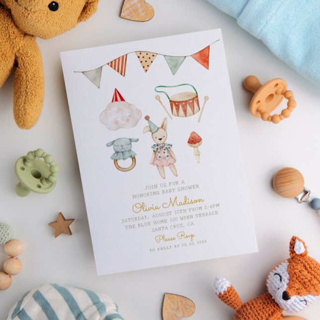 Watercolor Mushroom and Baby Shower Whimsical Invitation (Creator Uploaded)