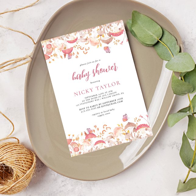 Watercolor Mushroom Baby Shower Invitation (Creator Uploaded)