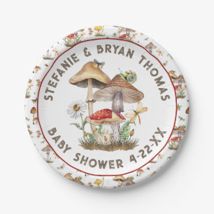 Watercolor Mushroom Baby Shower Plates Whimsical