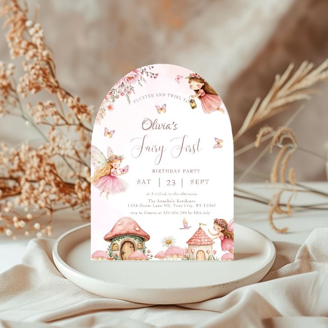 Watercolor Mushroom Fairy 1st Birthday Forest  Invitation (Creator Uploaded)