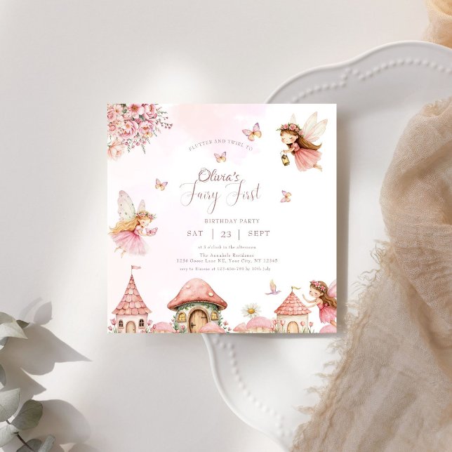 Watercolor Mushroom Fairy 1st Birthday Forest  Invitation (Creator Uploaded)
