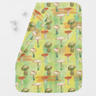 Watercolor mushroom glade baby blanket