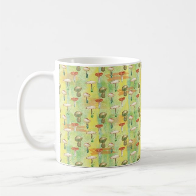 Watercolor mushroom glade coffee mug (Left)