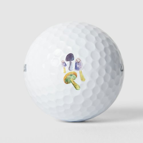 Watercolor mushroom golf ball
