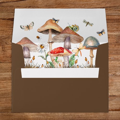 Watercolor Mushroom  Insect Baby Shower Envelope