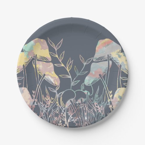 Watercolor Mushroom Paper Plates