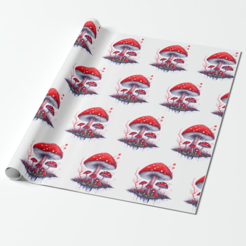 Watercolor Mushroom Pattern Wrapping Paper