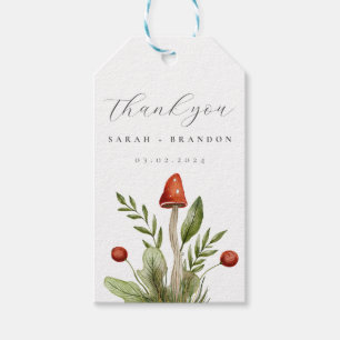 Watercolor Mushroom Woodland Thank you Gift Tags