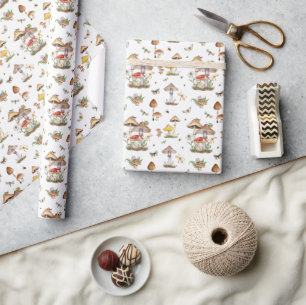 Watercolor Mushroom Wrapping Paper Whimsical Woo