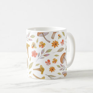 Watercolor Mushrooms and Flowers Coffee Mug