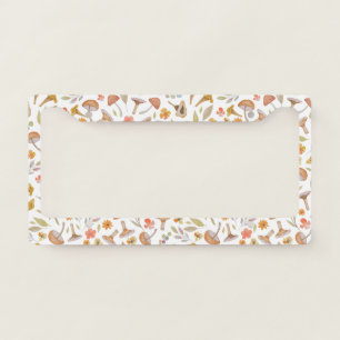 Watercolor Mushrooms and Flowers License Plate Frame