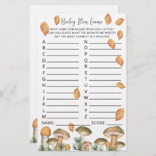 Watercolor mushrooms - Baby shower Item Game