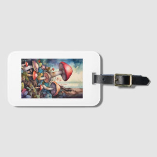 Watercolor Mushrooms Bag Luggage Tag