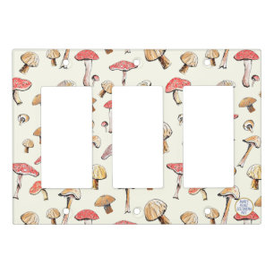 Watercolor Mushrooms Cute Boho Hand-Drawn  Light Switch Cover