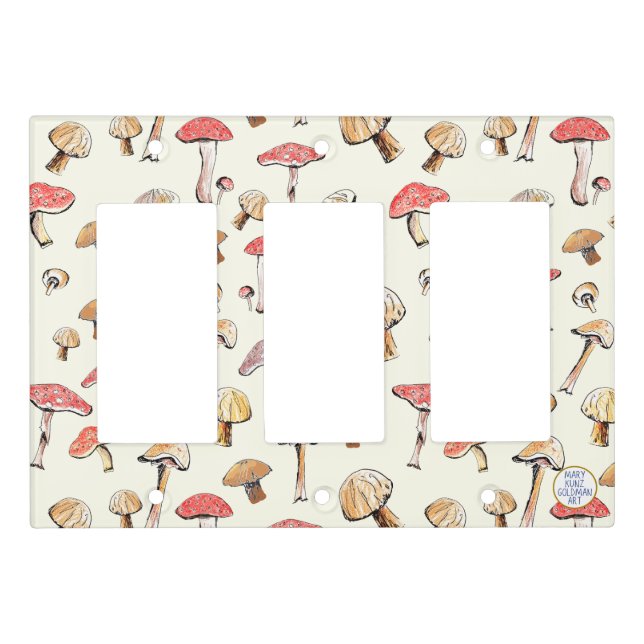 Watercolor Mushrooms Cute Boho Hand-Drawn  Light Switch Cover (Front)