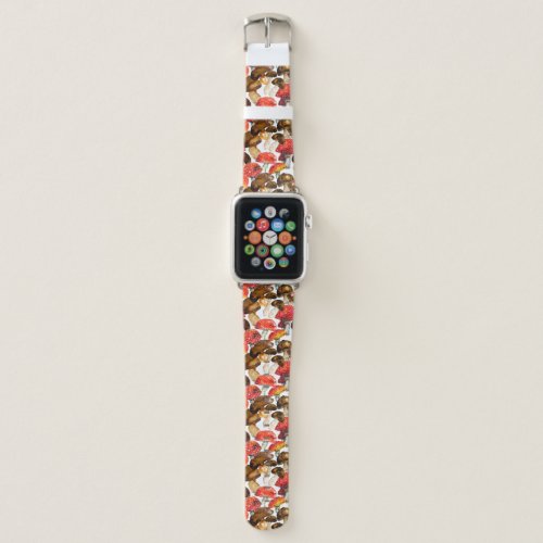 Watercolor mushrooms Cute fall pattern Apple Watch Band