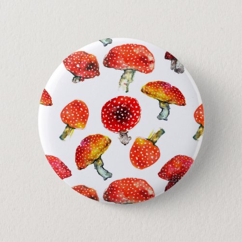 Watercolor mushrooms Cute fall pattern Button