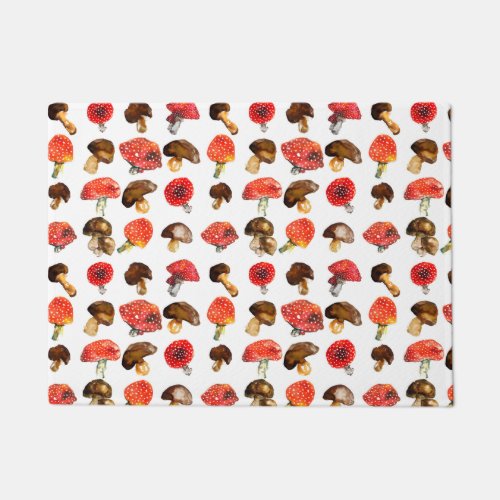 Watercolor mushrooms Cute fall pattern Doormat