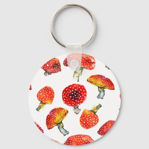 Watercolor mushrooms Cute fall pattern Keychain