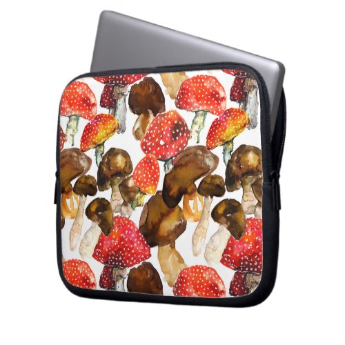 Watercolor mushrooms Cute fall pattern Laptop Sleeve