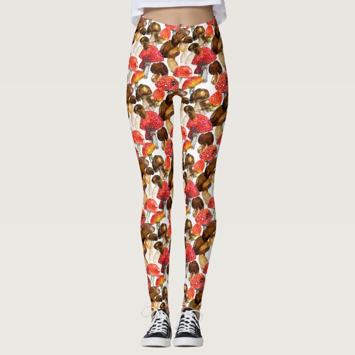 Watercolor mushrooms Cute fall pattern Leggings