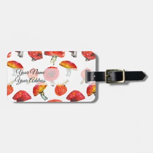 Watercolor mushrooms Cute fall pattern Luggage Tag