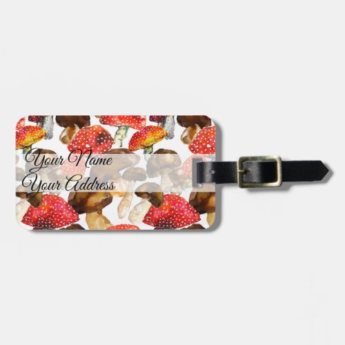 Watercolor mushrooms Cute fall pattern Luggage Tag