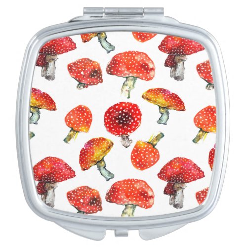 Watercolor mushrooms Cute fall pattern Makeup Mirror