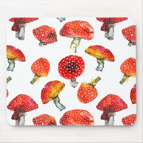 Watercolor mushrooms Cute fall pattern Mouse Pad