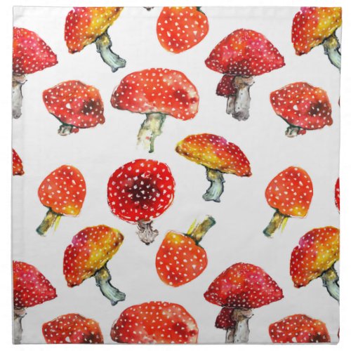Watercolor mushrooms Cute fall pattern Napkin