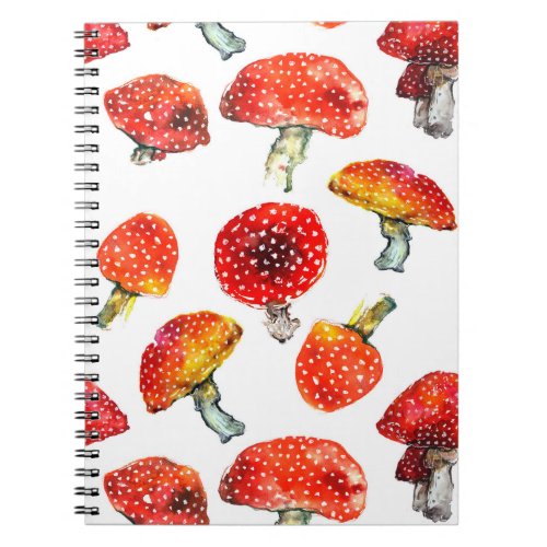 Watercolor mushrooms Cute fall pattern Notebook