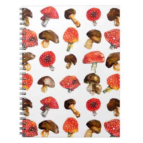 Watercolor mushrooms Cute fall pattern Notebook