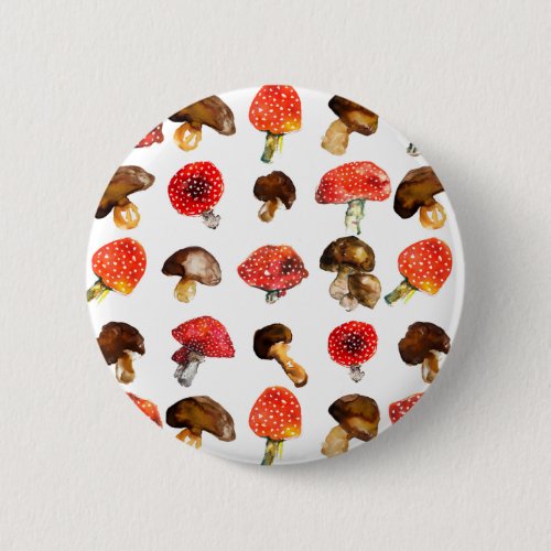 Watercolor mushrooms Cute fall pattern Pinback Button