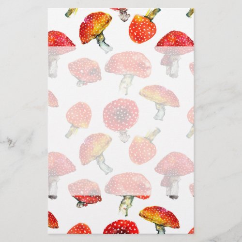 Watercolor mushrooms Cute fall pattern Stationery