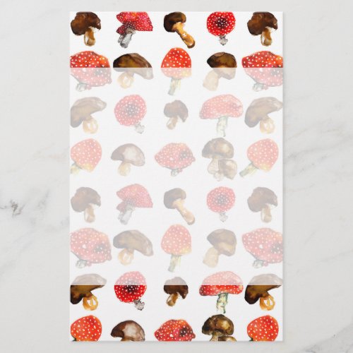 Watercolor mushrooms Cute fall pattern Stationery