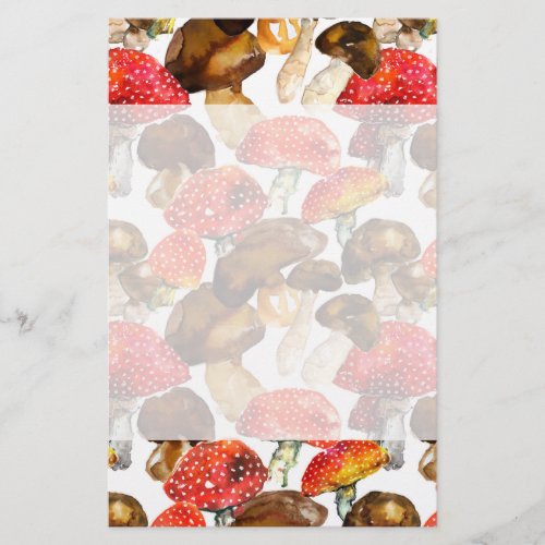 Watercolor mushrooms Cute fall pattern Stationery