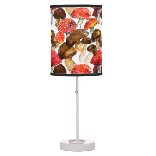 Watercolor mushrooms Cute fall pattern Table Lamp