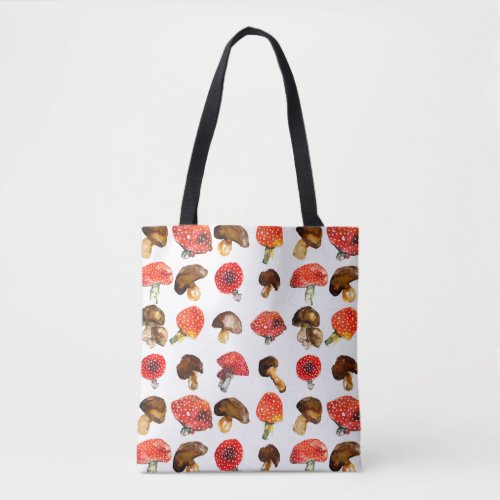 Watercolor mushrooms Cute fall pattern Tote Bag