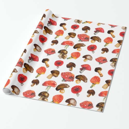 Watercolor mushrooms Cute fall pattern Wrapping Paper