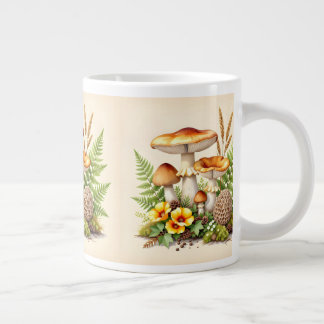 Watercolor mushrooms giant coffee mug