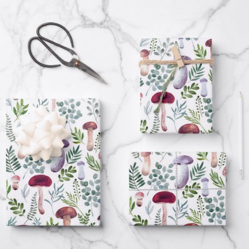Watercolor Mushrooms Illustration  Kids  Wrapping Paper Sheets