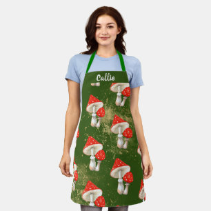 Watercolor Mushrooms Personalized Kitchen  Apron